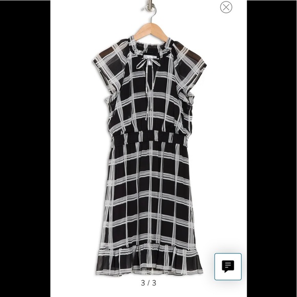 London Times Grid Strokes Plaid Ruffle Hem Dress - Picture 3 of 3